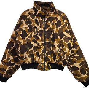 Vintage Field & Stream Camouflage Hunting Jacket Frog Skin Camo Brown Tan  Size